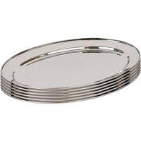 Argon Tableware Oval Stainless Steel Serving Platters - 50cm x 35cm - Pack of 6 in Silver | Size: 50 cm x 35 cm