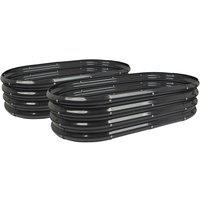 Harbour Housewares Rounded Galvanised Steel Raised Garden Bed - 120cm x 60cm - 2pc in Black | Size: 120 cm x 60 cm