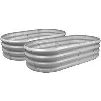 Harbour Housewares Rounded Galvanised Steel Raised Garden Bed - 120cm x 60cm - 2pc in Silver | Size: 120 cm x 60 cm