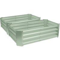 Harbour Housewares Rectangle Galvanised Steel Raised Garden Bed - 120cm x 60cm - 2pc in Green | Size: 120 cm x 60 cm