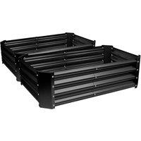 Harbour Housewares Rectangle Galvanised Steel Raised Garden Bed - 120cm x 60cm - 2pc in Black | Size: 120 cm x 60 cm