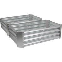 Harbour Housewares Rectangle Galvanised Steel Raised Garden Bed - 120cm x 60cm - 2pc in Silver | Size: 120 cm x 60 cm