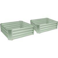 Harbour Housewares Square Galvanised Steel Raised Garden Bed - 90cm x 90cm - 2pc in Green | Size: 90 cm x 90 cm
