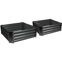 Harbour Housewares Square Galvanised Steel Raised Garden Bed - 90cm x 90cm - 2pc in Black | Size: 90 cm x 90 cm
