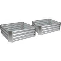 Harbour Housewares Square Galvanised Steel Raised Garden Bed - 90cm x 90cm - 2pc in Silver | Size: 90 cm x 90 cm