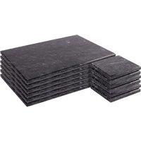Argon Tableware Marble Placemats & Square Coasters - 12pc Kitchen Dining Table Mats in Black