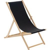 Harbour Housewares Folding Wooden Deck Chair in Black