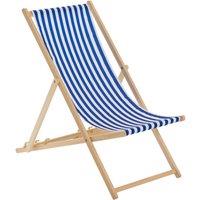 Harbour Housewares Folding Wooden Deck Chair in Navy