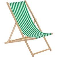 Harbour Housewares Traditional Wooden Deck Chair - Folding Garden Beach Lounge Chair in Light Green