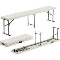 Harbour Housewares 6ft Trestle Bench 4 Person Portable Folding Outdoor Heavy-Duty Seat Bench - Pack of 2 in White