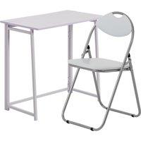 Harbour Housewares Folding Wooden Desk & Chair Set - Compact Computer Office Study Set in Lilac