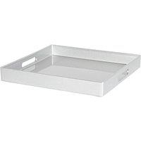 Argon Tableware 6x Melamine Serving Trays - Square Metallic Serving Dish Food Tray in Silver