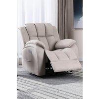 More4Homes Brookline Electric Technology Fabric Auto Recliner USB Lounge Chair in Cream