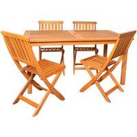 Samuel Alexander 4 Person Rectangular Wooden Garden Patio Dining Table Chairs Set in Brown