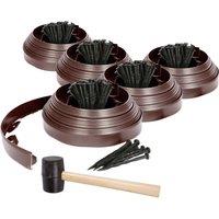 Harbour Housewares 50m Flexible Plastic Lawn Edging Kit with 260 Pegs & Mallet in Brown