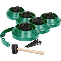 Harbour Housewares 50m Flexible Plastic Lawn Edging Kit with 260 Pegs & Mallet in Green