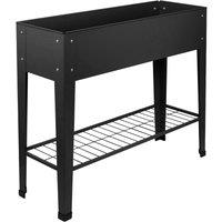 Harbour Housewares Elevated Raised Garden Bed with Legs & Storage Shelf in Black