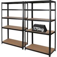 Harbour Housewares 5-Tier Steel Garage Shelving Units Set - 2pc Set Heavy Duty Storage Shelves in Black