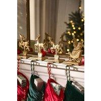 Dibor Set of 4 Santa's Sleigh Gold Stocking Hooks Christmas Stocking Holders | Size: 1 Pack