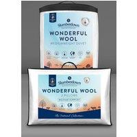 Slumberdown Wonderful Wool Mediumweight Duvet with 2 Medium Support Pillows in White | Size: Double