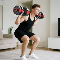 SPORTNOW 6-in-1 Adjustable Weight Dumbbells Set, 20kg Free Weights Set, Red in Black