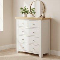 Home Source Solid Wooden Storage Chest 5 Drawer Bedroom Clothing Storage Organiser in White