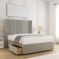 BSSPOKE Charlotte Divan Bed Plush 54Headboard 2Drawers Footend & No Mattress in Silver | Size: Super King
