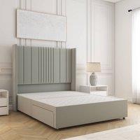 BSSPOKE Charlotte Divan Bed Plush Velvet 54Headboard & No Mattress No Drawers in Silver | Size: King