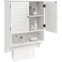 Costway Bathroom Wall Cabinet with 2 Doors & 3-Position Adjustable Shelf in White