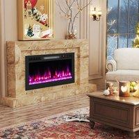Costway 36 750W/1500W Recessed & Wall-Mounted Fireplace Heater in Black