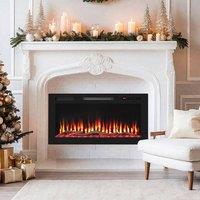 Costway Recessed 36 Electric Fireplace Wall Mounted Heater w/ Sleep Mode in Black
