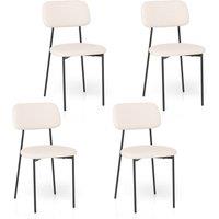 Costway Modern Dining Chair Set of 4 Linen Fabric Upholstered Chairs in Beige