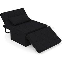 Gymax Folding Sofa Bed Ottoman Convertible Sleeper Sofa Chair Recliner in Black