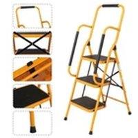 EONLION 3 Step Ladder With Foldable Safety Non Slip Matt Safe in Yellow