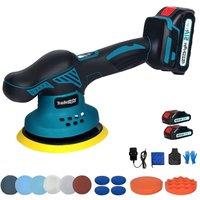 Traderight Cordless Car Polisher 21V Buffer Sander Machine with 2 Batteries in Black
