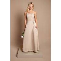 Coast Women's Teen Structured Satin Full Skirted Bridesmaid Dress in Champagne | Size: 14-15 Years