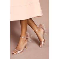 Coast Women's Liv Satin Feather Back Detail High Stiletto Heeled Sandals in Blush | Size: 6