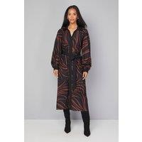 Wallis Women's Swirl Print Button Shirt Midi Dress in Black | Size: 18