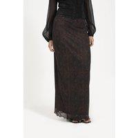 Brave Soul Women's Animal Print Mesh Maxi Skirt in Brown | Size: Small