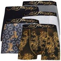Ed Hardy Men's 5 Pack Cotton Breathable Boxers Underwear - Carno Collection | Size: XL