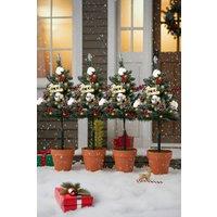 Living and Home Set of 4 Solar-Powered Artificial Christmas Tree Decorations