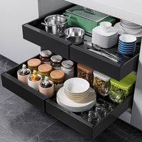 Appaso Slide Out Drawers for Kitchen Cabinets (Black, 2pc, 42cm Deep) in Black