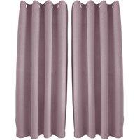 Happy Homewares Modern Textured Linen Fabric Blackout Eyelet Curtains - 2 Panel in Pink | Size: 120 cm width x 160 cm drop