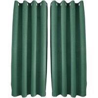 Happy Homewares Modern Textured Linen Fabric Blackout Eyelet Curtains - 2 Panel in Emerald | Size: 120 cm width x 160 cm drop