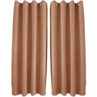 Happy Homewares Modern Textured Linen Fabric Blackout Eyelet Curtains - 2 Panel in Burnt Orange | Size: 120 cm width x 160 cm drop