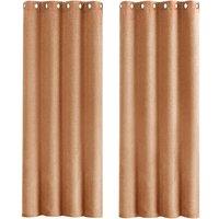 Happy Homewares Modern Textured Linen Fabric Lined Blackout Eyelet Curtains - Pair in Orange | Size: 117 cm width x 137 cm drop