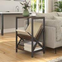 HOMCOM Narrow Side Table, End Table with 3-Tier Storage for Living Room in Light Oak | Size: 40 cm x 30 cm