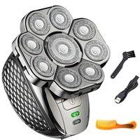 Hinsinc 9D Bald Head Shavers Electric Cordless Wet Dry Rotary Razor Men in Silver