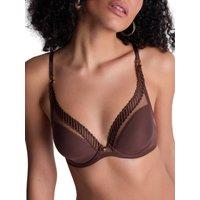Aubade Women's Sheer Emotion Triangle Plunge Bra in Brown | Size: 34G