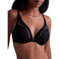 Aubade Women's Sheer Emotion Triangle Plunge Bra in Black | Size: 32E